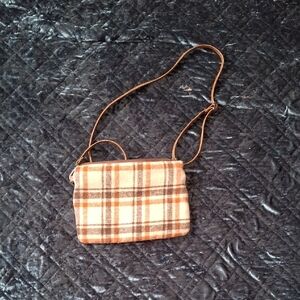 Elegant Brown Plaid Crossbody Bag